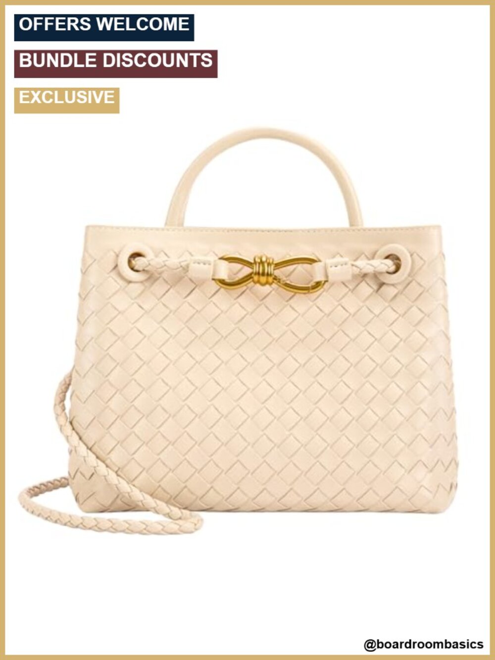 Woven Tote Bag PU Leather Top Handle Shoulder Crossbody Purse Women